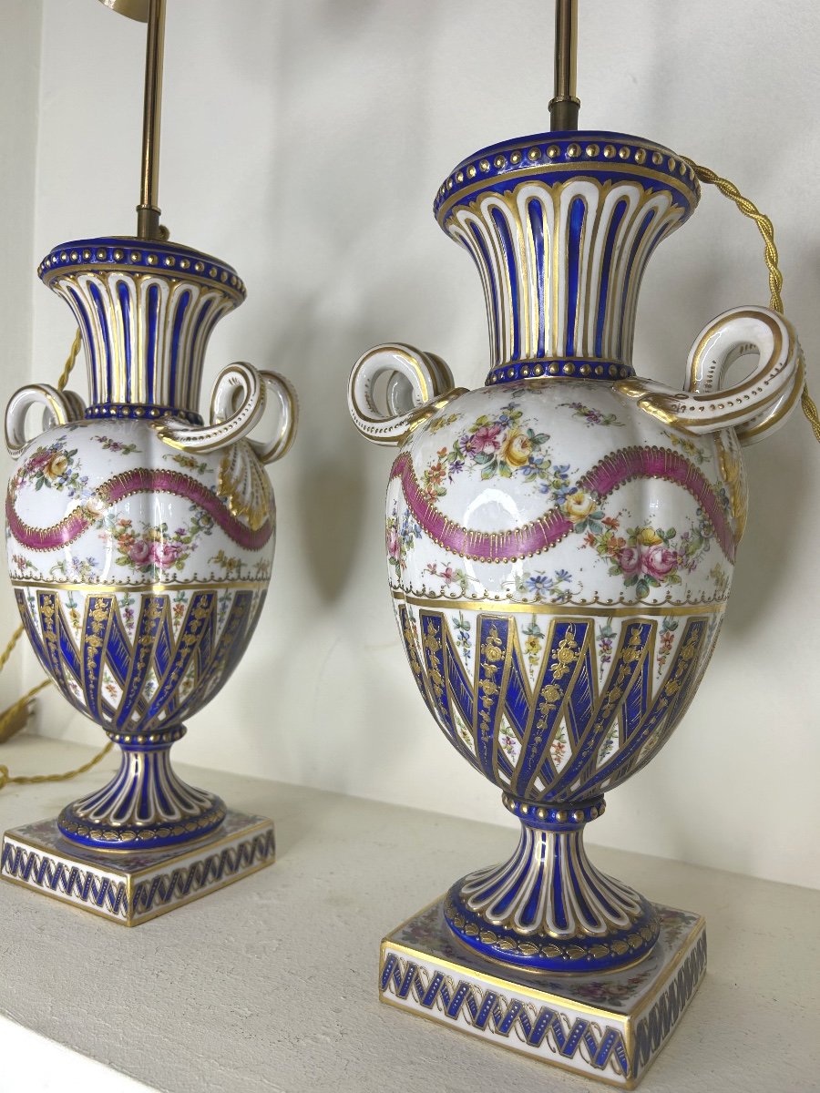 Pair Of Sèvres Porcelain Lamps 