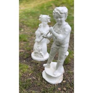 Flutist Cast Iron Sculpture 