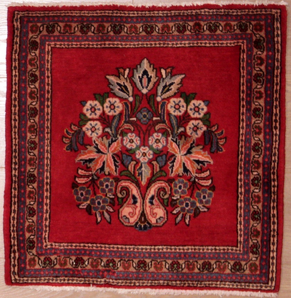 Pair Of Sarough Iran Rugs 60 X 60 Cm-photo-2