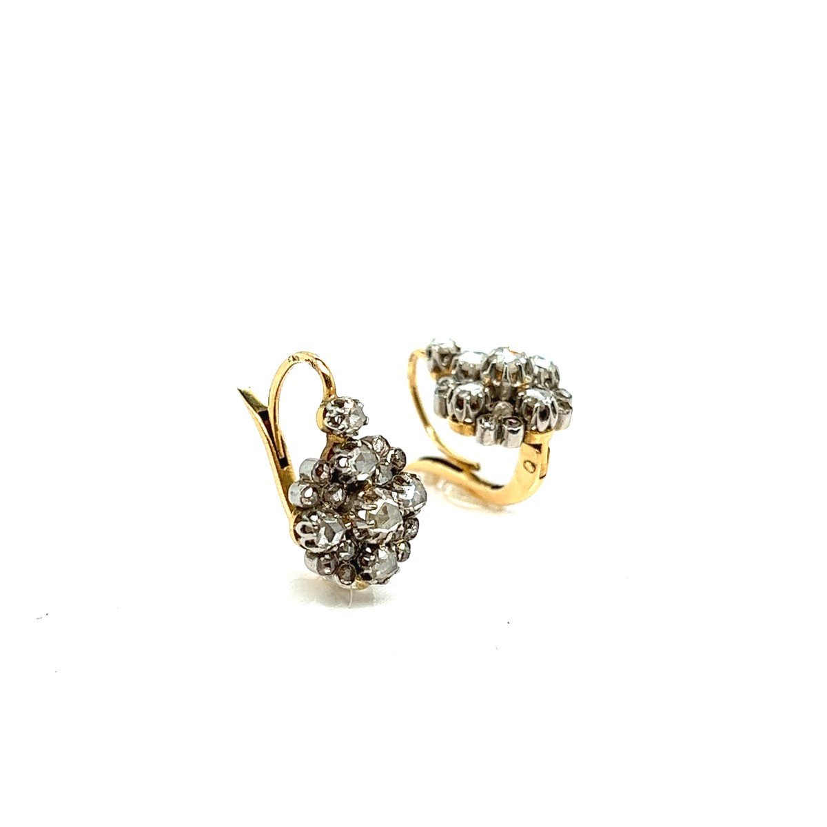 18 Karat Yellow Gold Diamond Sleeper Earrings 