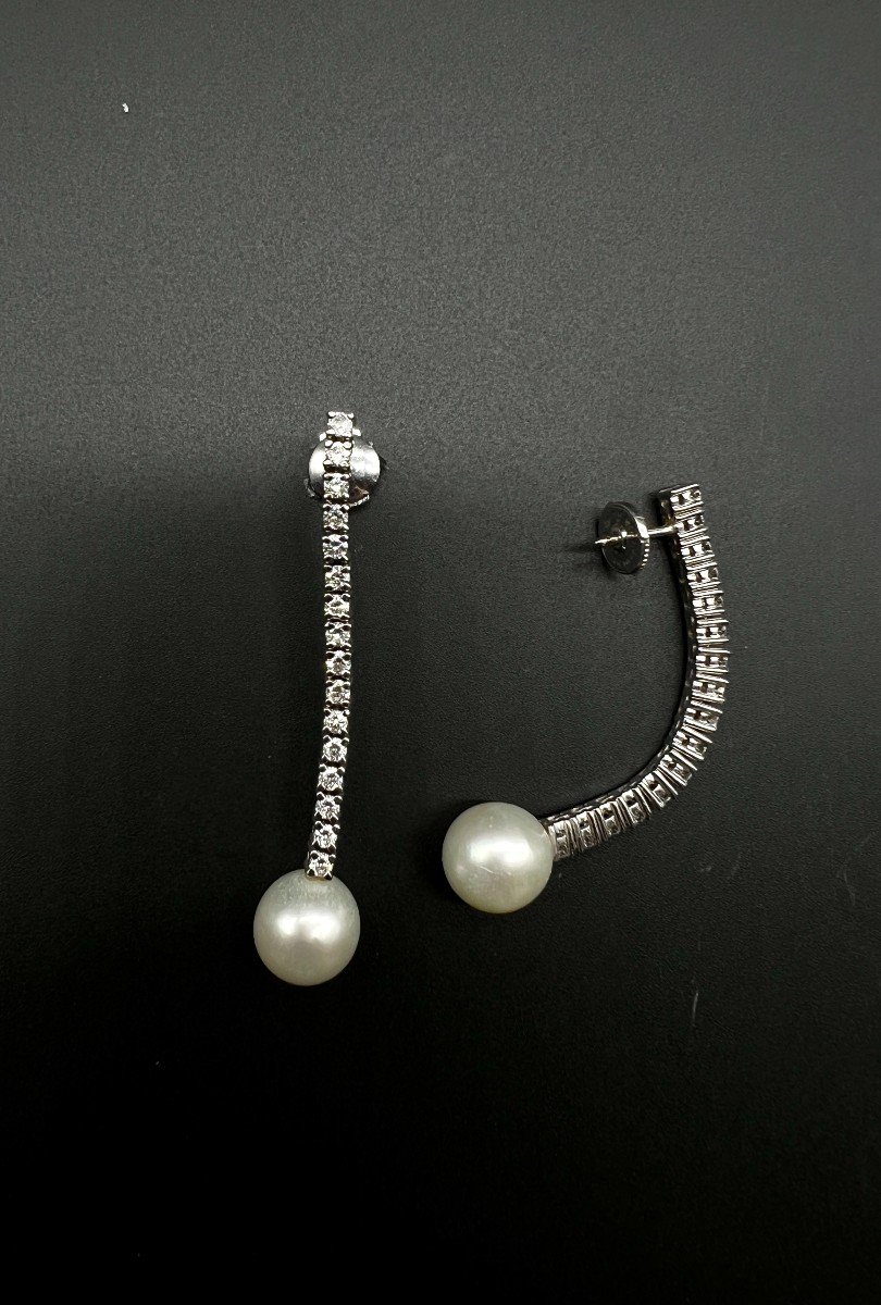 Boucles d'Oreilles Nacre Diamants 1.6 Carats Or Blanc-photo-3