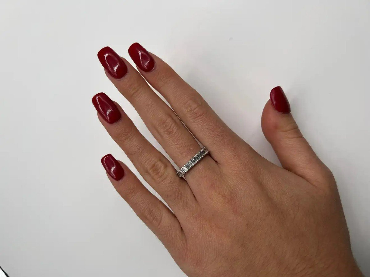 Engagement Ring White Gold Surmounted Diamonds -photo-2