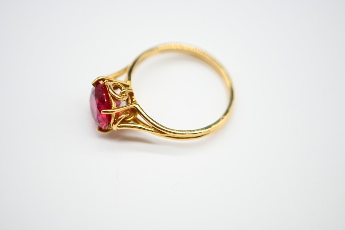 Gold Ring With Rubellite Solitaire-photo-1