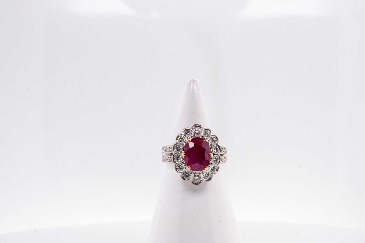 Bague Rubis, Diamants Et Or Blanc-photo-1