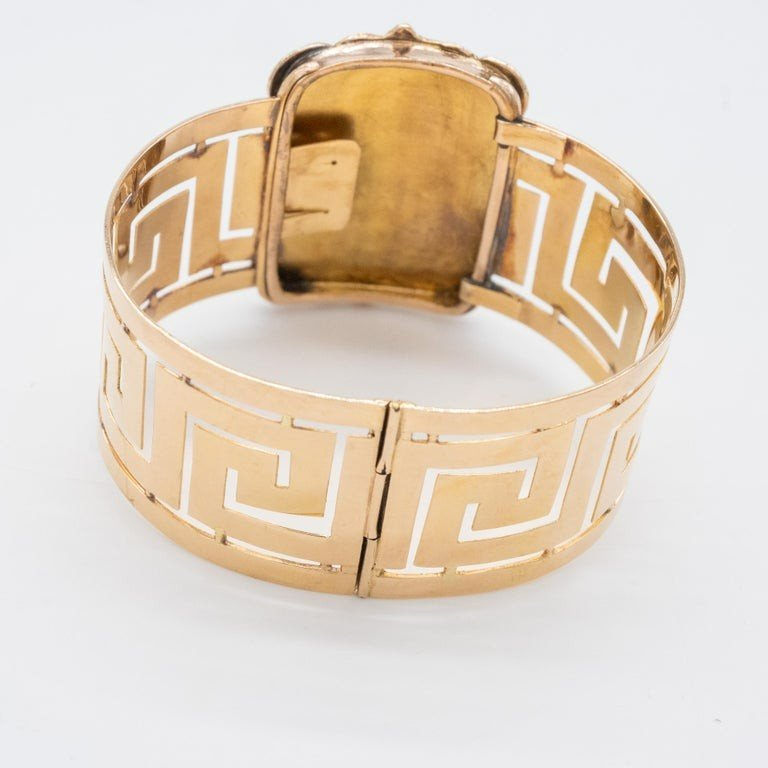 Cuff Bracelet, Enameled Hieroglyphics, 18 Carat Gold-photo-6