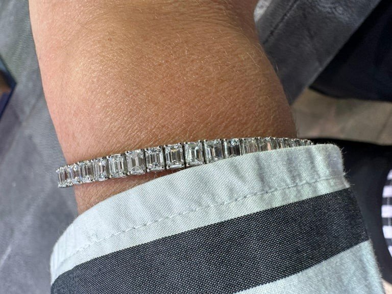 Emerald Cut Diamonds Tennis Bracelet Color D Platinum Hrd-photo-2