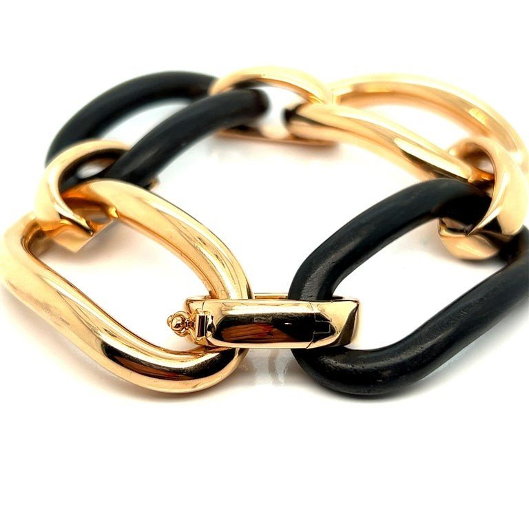 Articulated Bracelet Ebony Rose Gold-photo-3