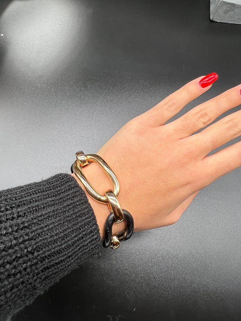 Articulated Bracelet Ebony Rose Gold-photo-4