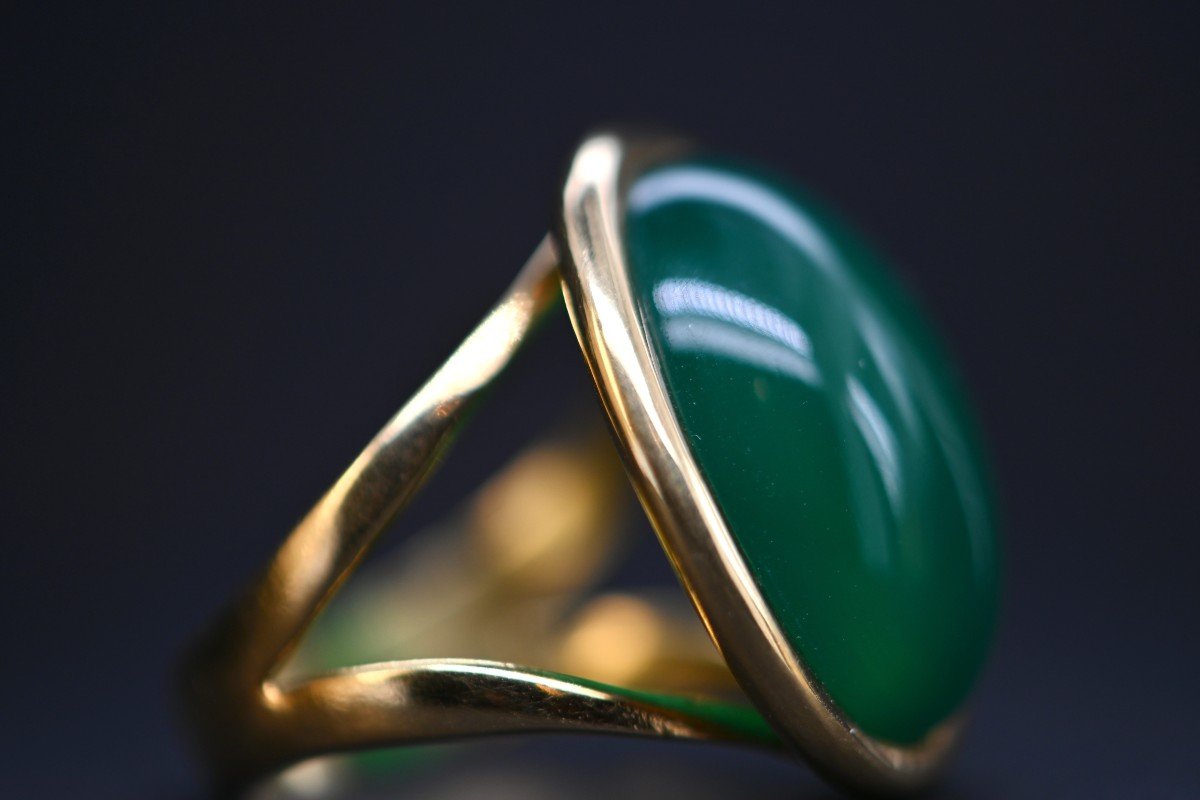 18-karat Gold And Green Agathe Ring-photo-3