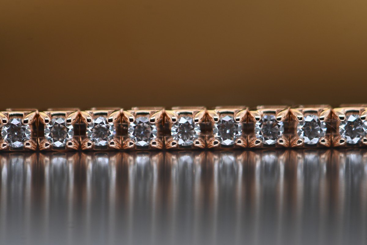 18k Rose Gold Tennis Bracelet Embellished With Diamonds-photo-3
