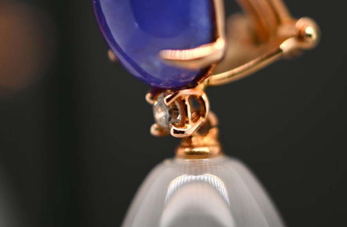 18k Gold Tanzanite And 0.14 Carat Diamond Earrings-photo-1