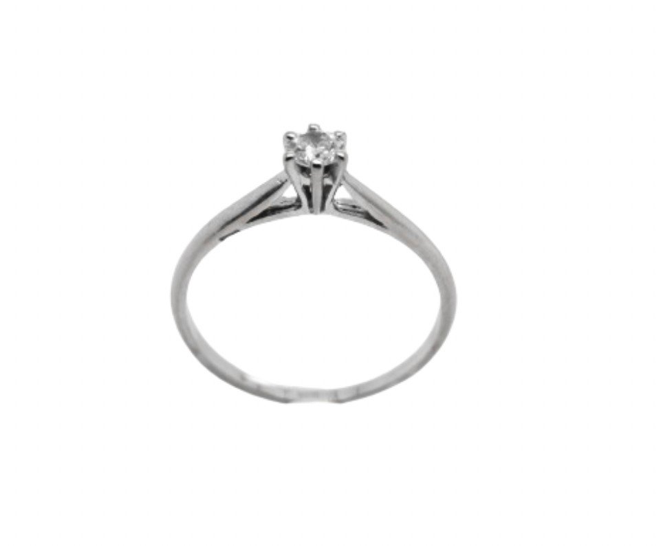 Solitaire In 18 Carat White Gold Adorned With A 0.10 Carat Diamond