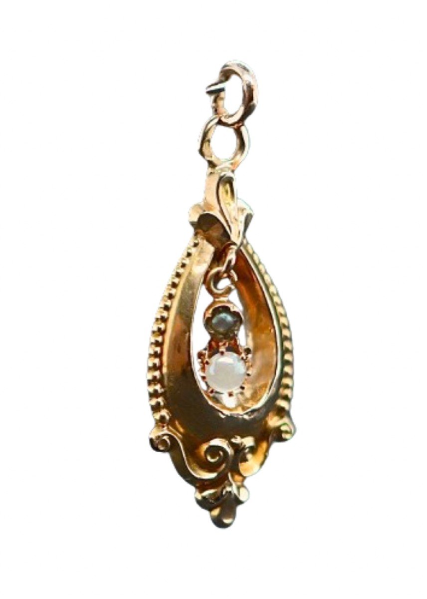 Pendentif En Or 18 Carats Ajouré Et Perles