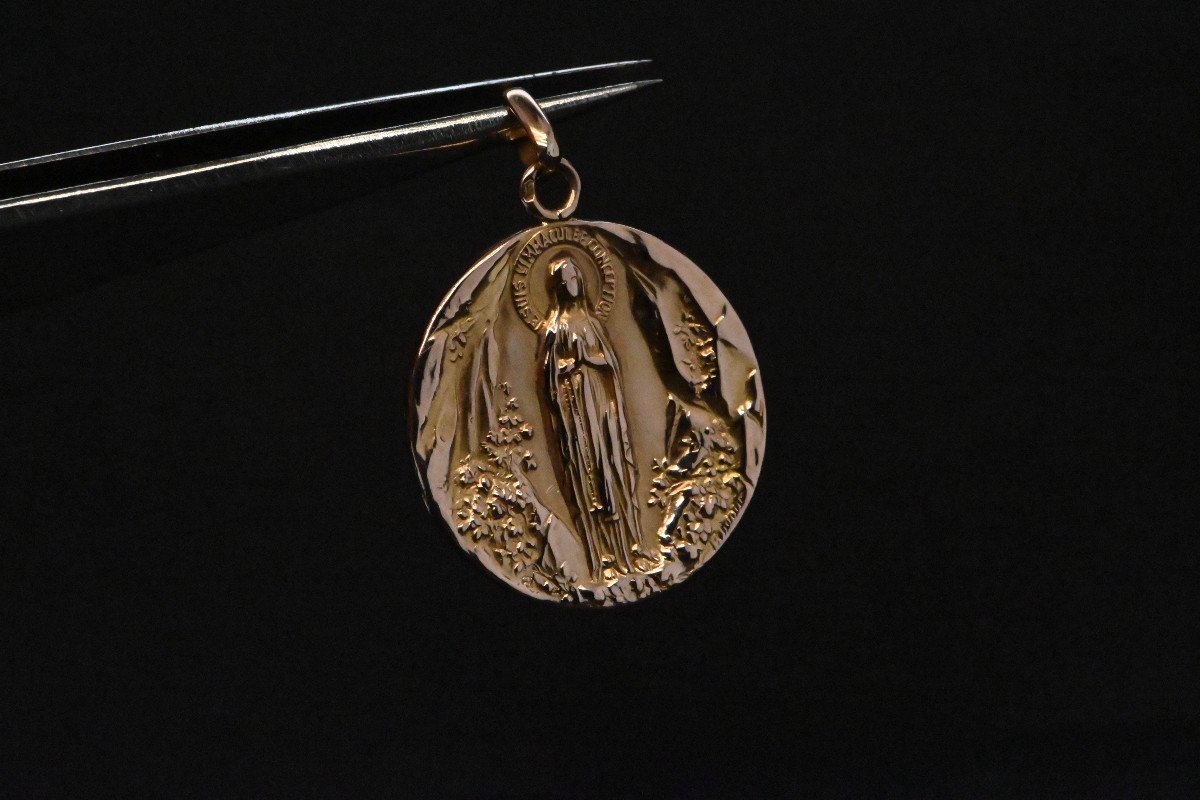 Médaille De La Vierge Marie En Or Rose 18 Carats-photo-1