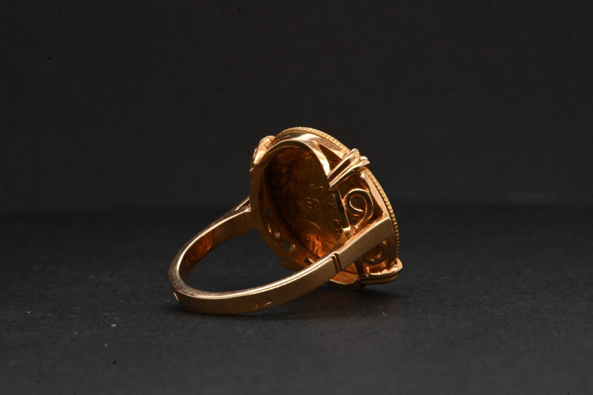 Ring Mounted From A Napoleon III Coin In 18 Carat Gold-photo-4