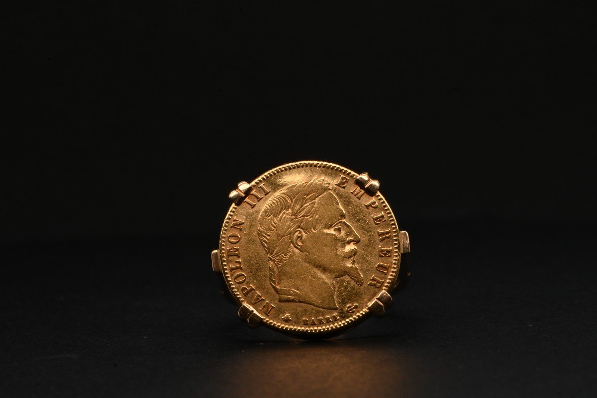 Bague Montée à Partir d'Une Pièce De Monnaie Napoléon III En Or 18 Carats-photo-1