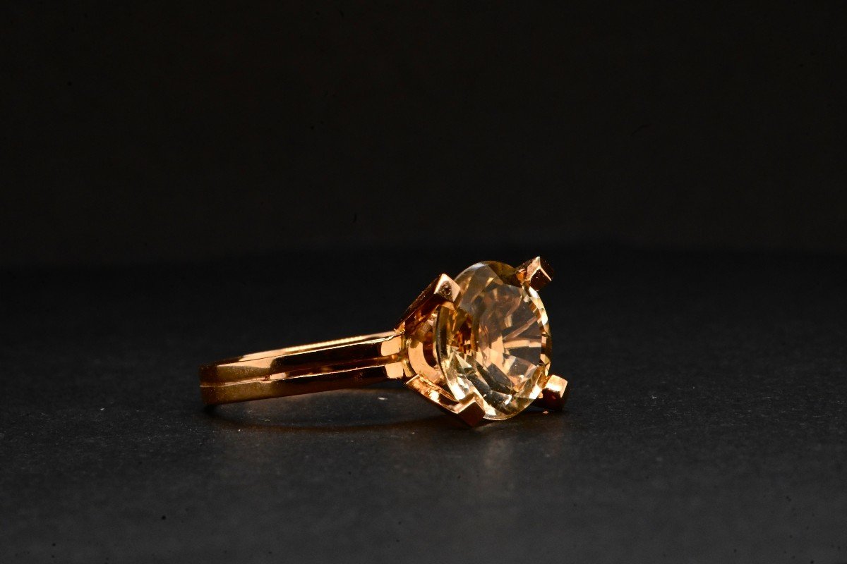 Ring Adorned With A Brilliant Cut Citrine 18 Carat Gold-photo-1