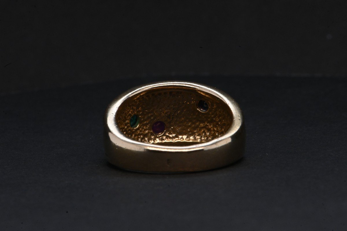 Antique 18-karat Gold Ring Adorned With Precious Stones -photo-2