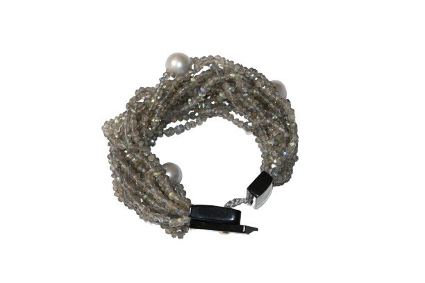 Bracelet In Labradorite Beads And Cultured Pearls