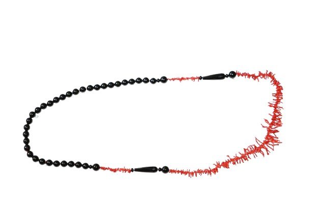 Black Onyx And Coral Necklace-photo-4