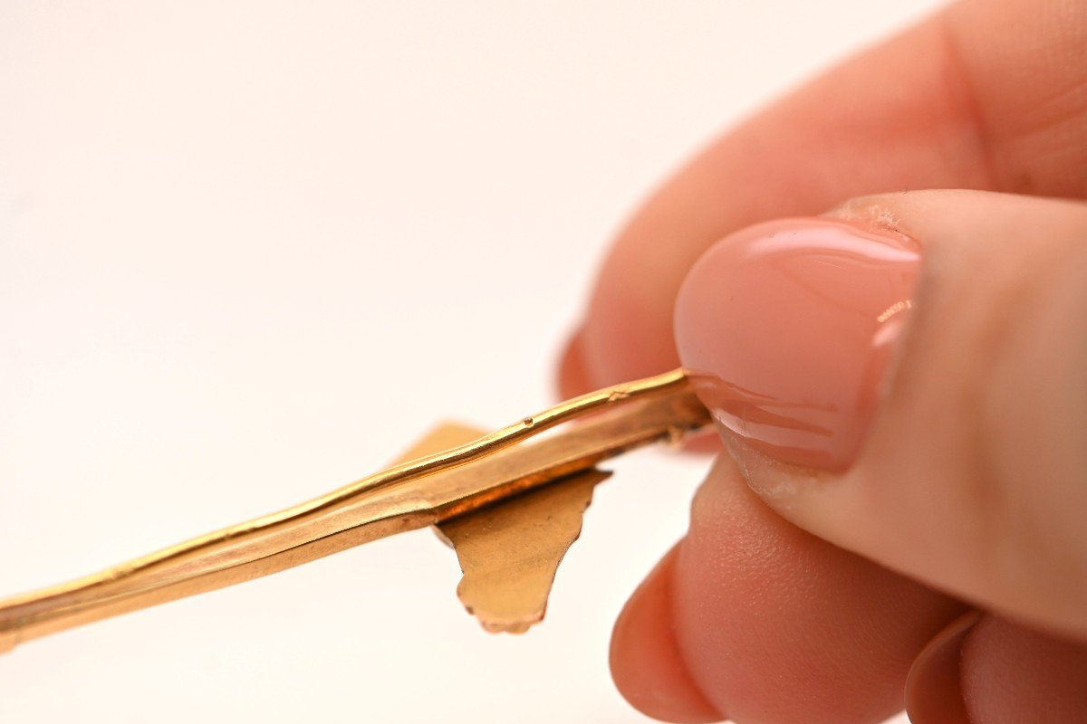 Horse Head And Whip Brooch In 18k Gold -photo-3