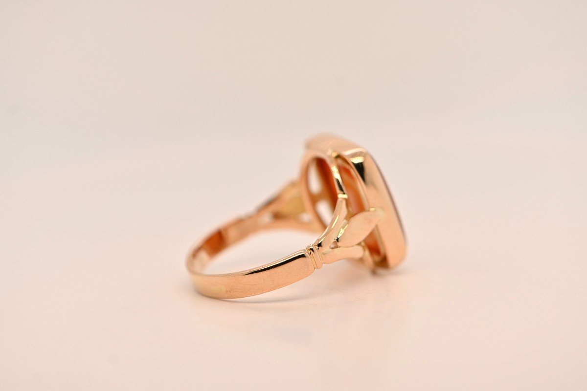 18-karat Gold Ring With Rectangular Bezel Adorned With An Agathe Plaque-photo-4