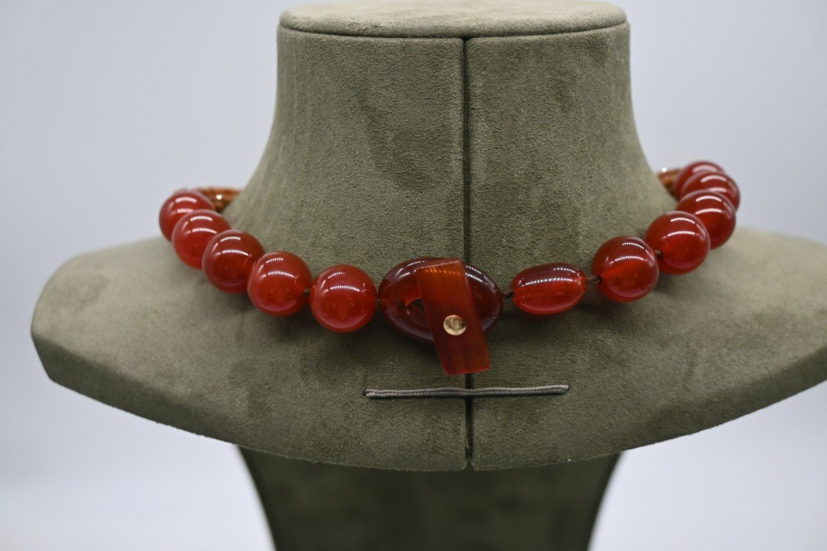 Collier Agathe Rouge Hessonite Et Bakelite-photo-1