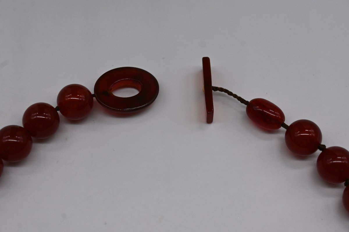 Collier Agathe Rouge Hessonite Et Bakelite-photo-2