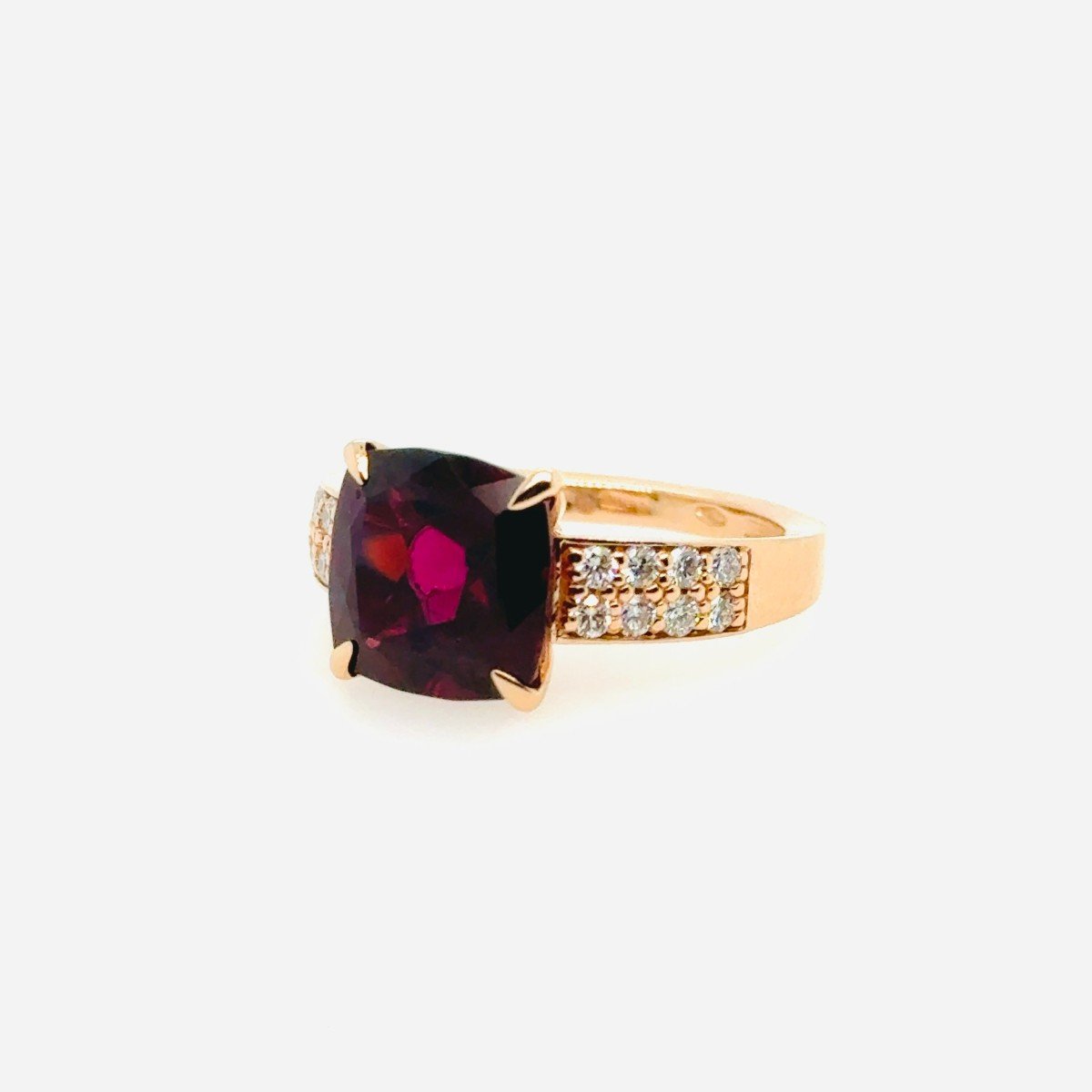 Bague en or 18 carats diamants rhodolite coussin-photo-2