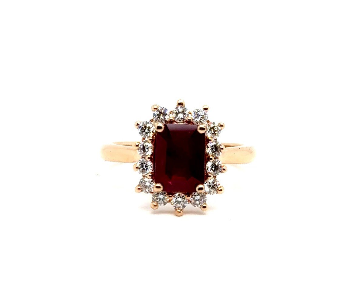 18k Yellow Gold Ring, Ruby, Diamonds-photo-2