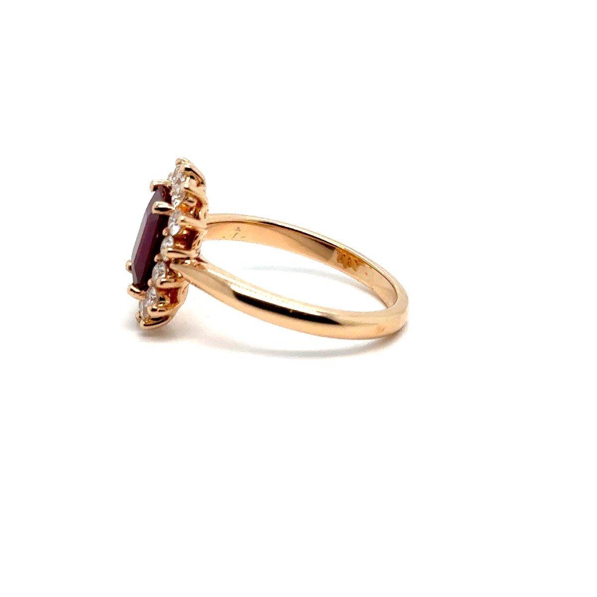 18k Yellow Gold Ring, Ruby, Diamonds-photo-4