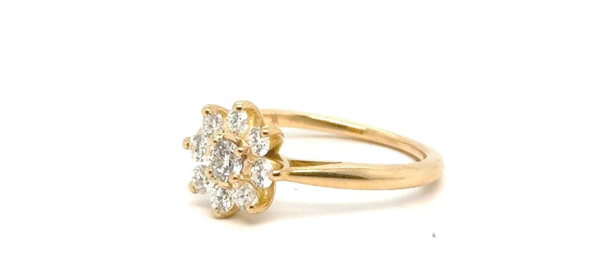 Bague Forme Fleur Or Jaune 18 Carats Diamants-photo-2