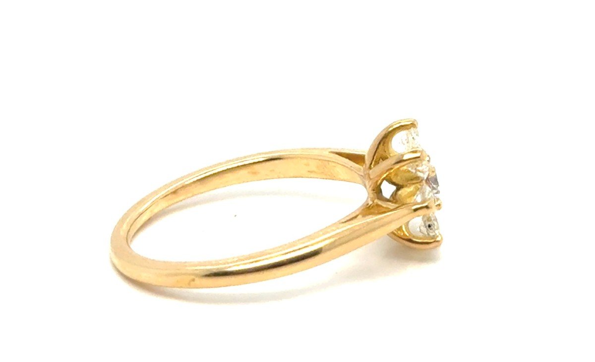 Bague Forme Fleur Or Jaune 18 Carats Diamants-photo-2