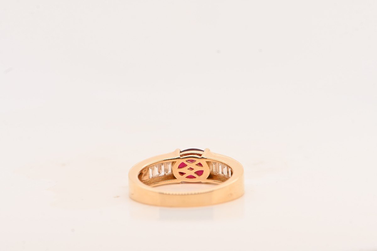 Bague En Or Jaune 18 Carats Certifiée 1.51 Carats Rubis Pigeon Sanguin-photo-1