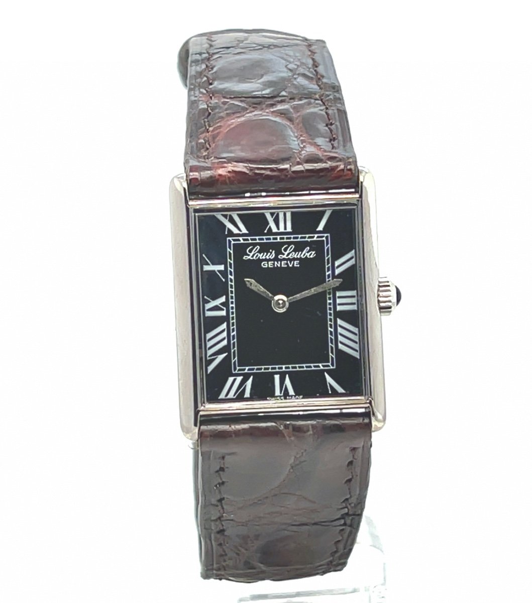 Montre Vintage Louis Leuba Bracelet Cuir Marron-photo-4