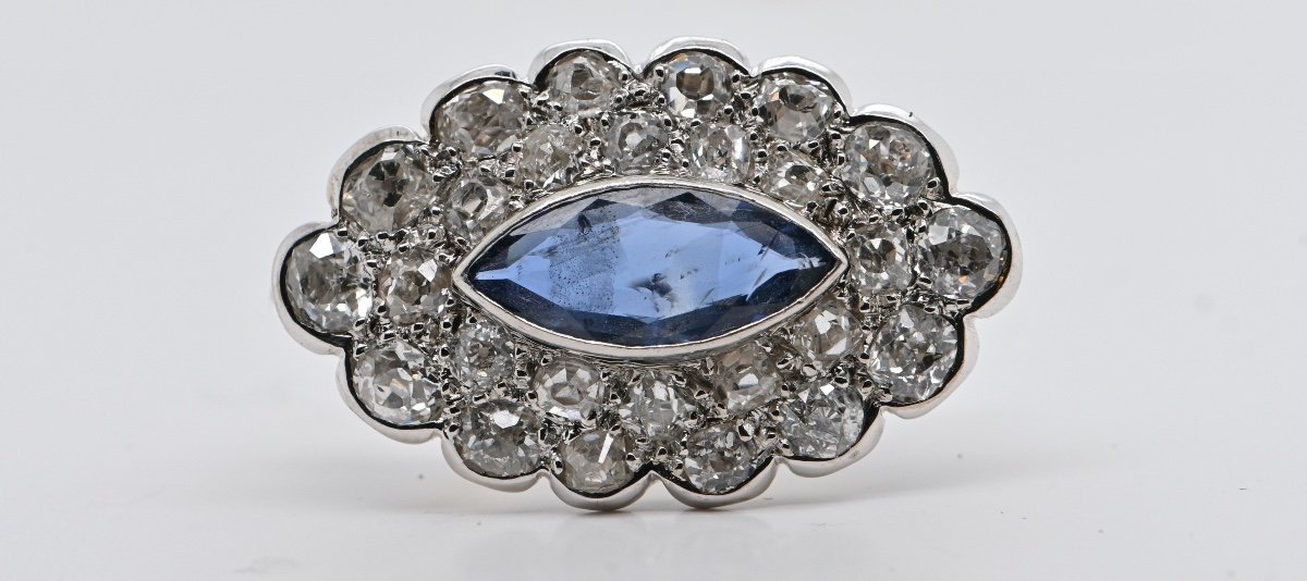 Sapphire Diamonds White Gold 18 Carat Brooche-photo-2