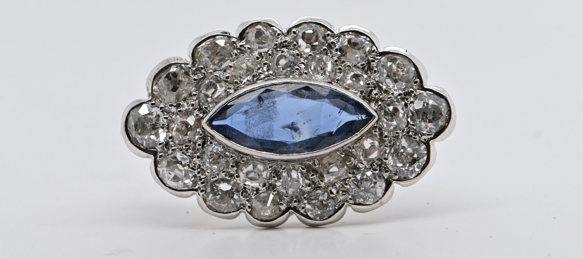 Sapphire Diamonds White Gold 18 Carat Brooche