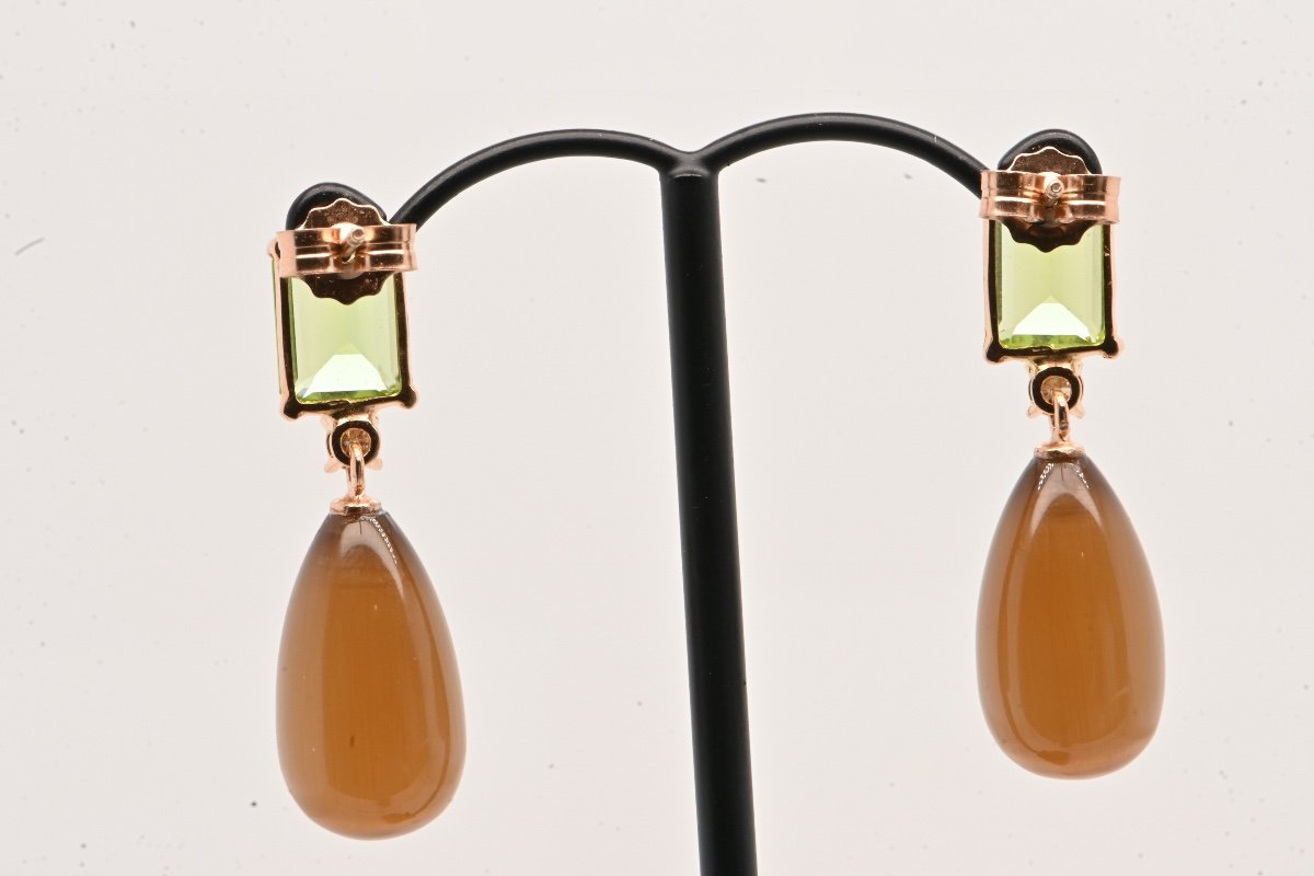 Choco Moonstone Peridot Diamonds 18k Rose Gold-photo-2