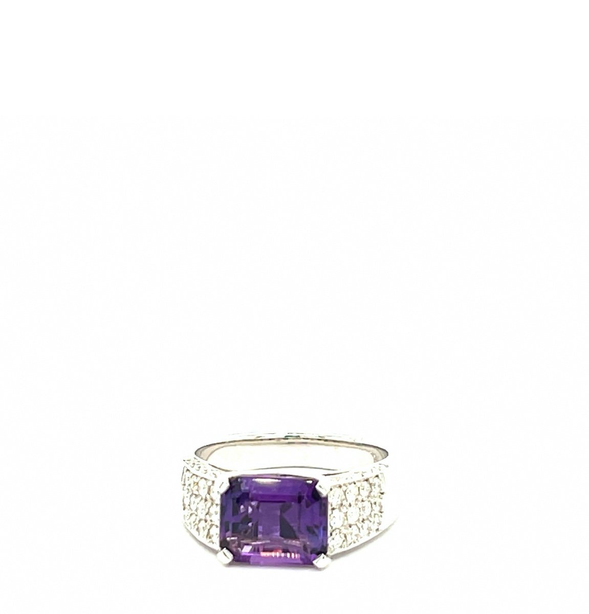 Amethyst Ring 2.12 Carats Diamonds 8.51 Carats 18 Carat White Gold-photo-3