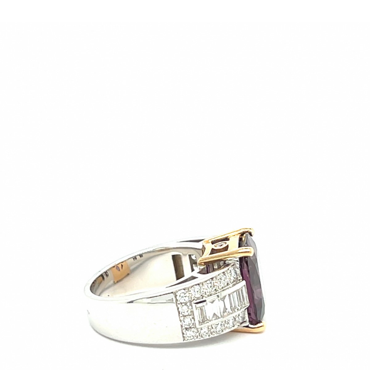 Certified Spinel Ring 6.28 Carats Two-tone 18k Rose/white Gold-photo-2