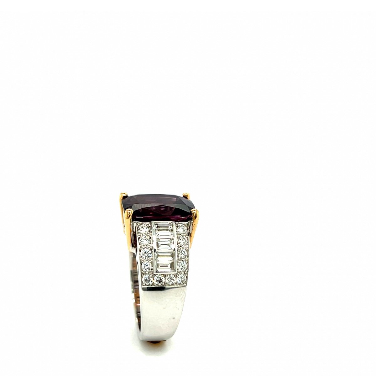 Certified Spinel Ring 6.28 Carats Two-tone 18k Rose/white Gold-photo-3