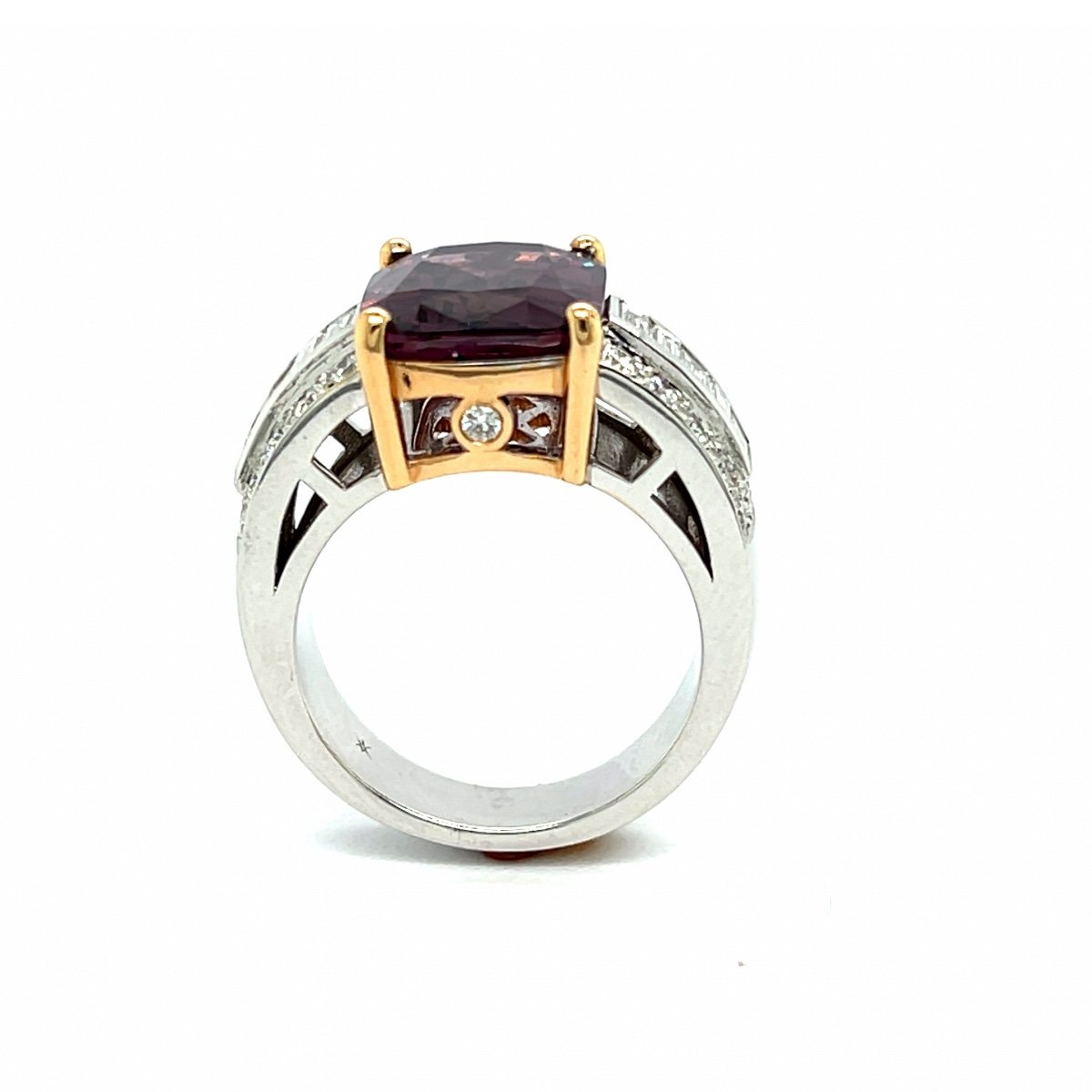 Certified Spinel Ring 6.28 Carats Two-tone 18k Rose/white Gold-photo-4