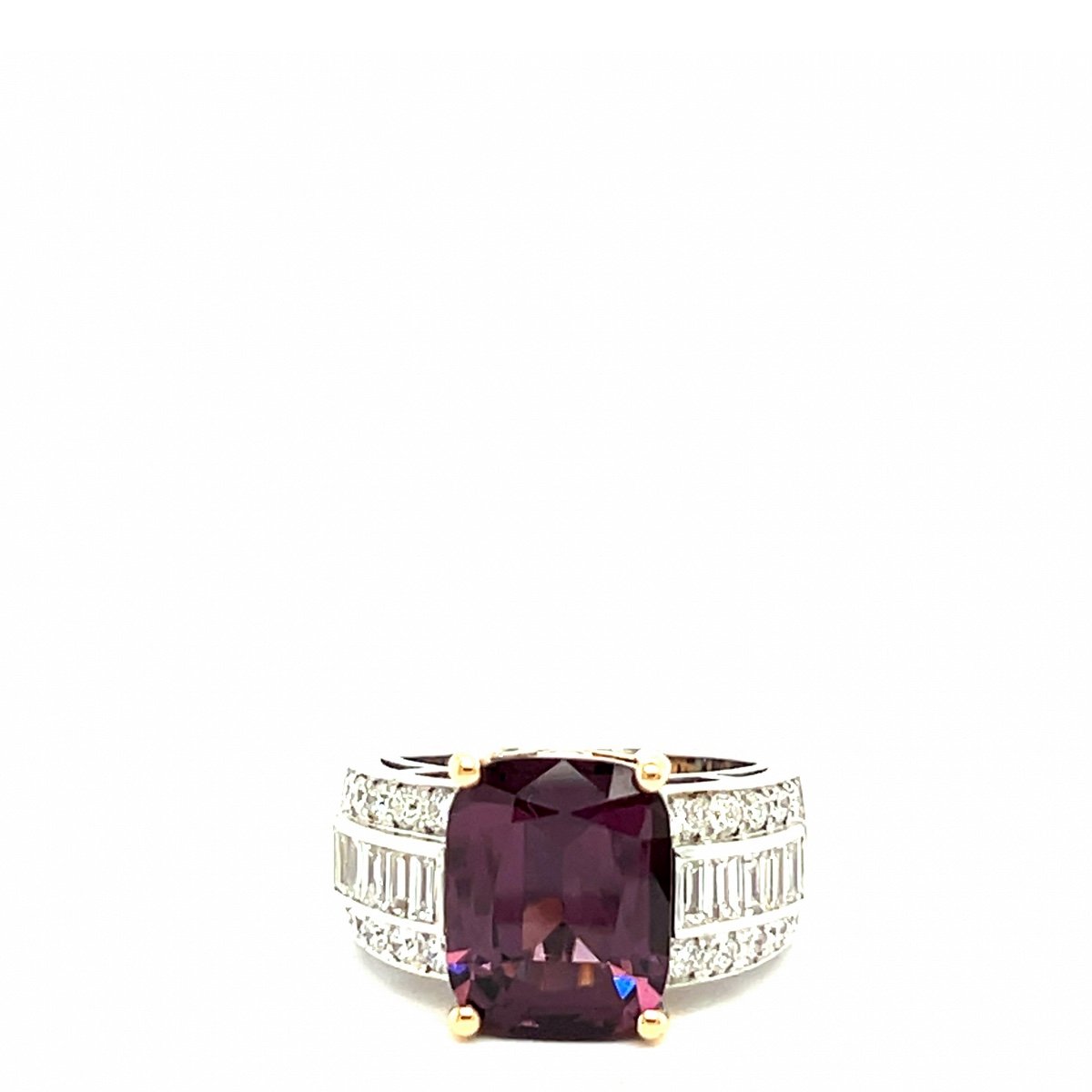 Certified Spinel Ring 6.28 Carats Two-tone 18k Rose/white Gold