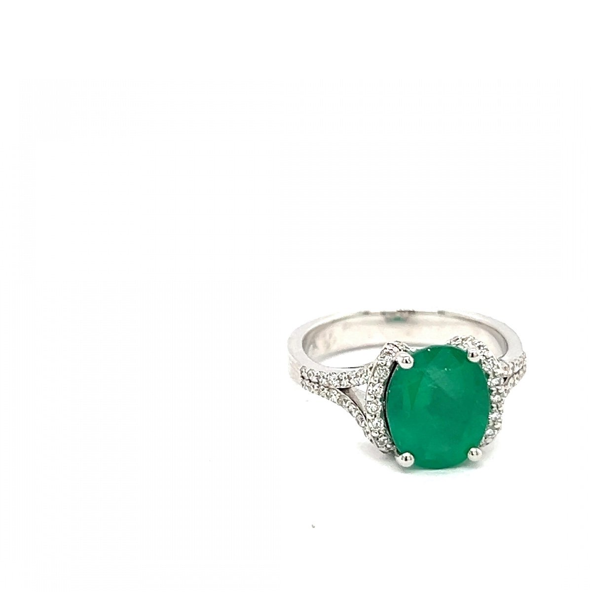 Emerald Ring 2.68 Carats Diamonds 0.36 Carats 18 Carat White Gold-photo-2