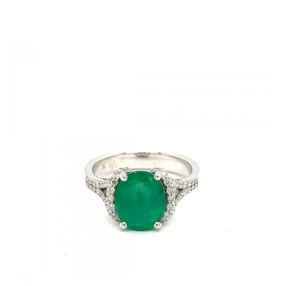 Emerald Ring 2.68 Carats Diamonds 0.36 Carats 18 Carat White Gold-photo-4