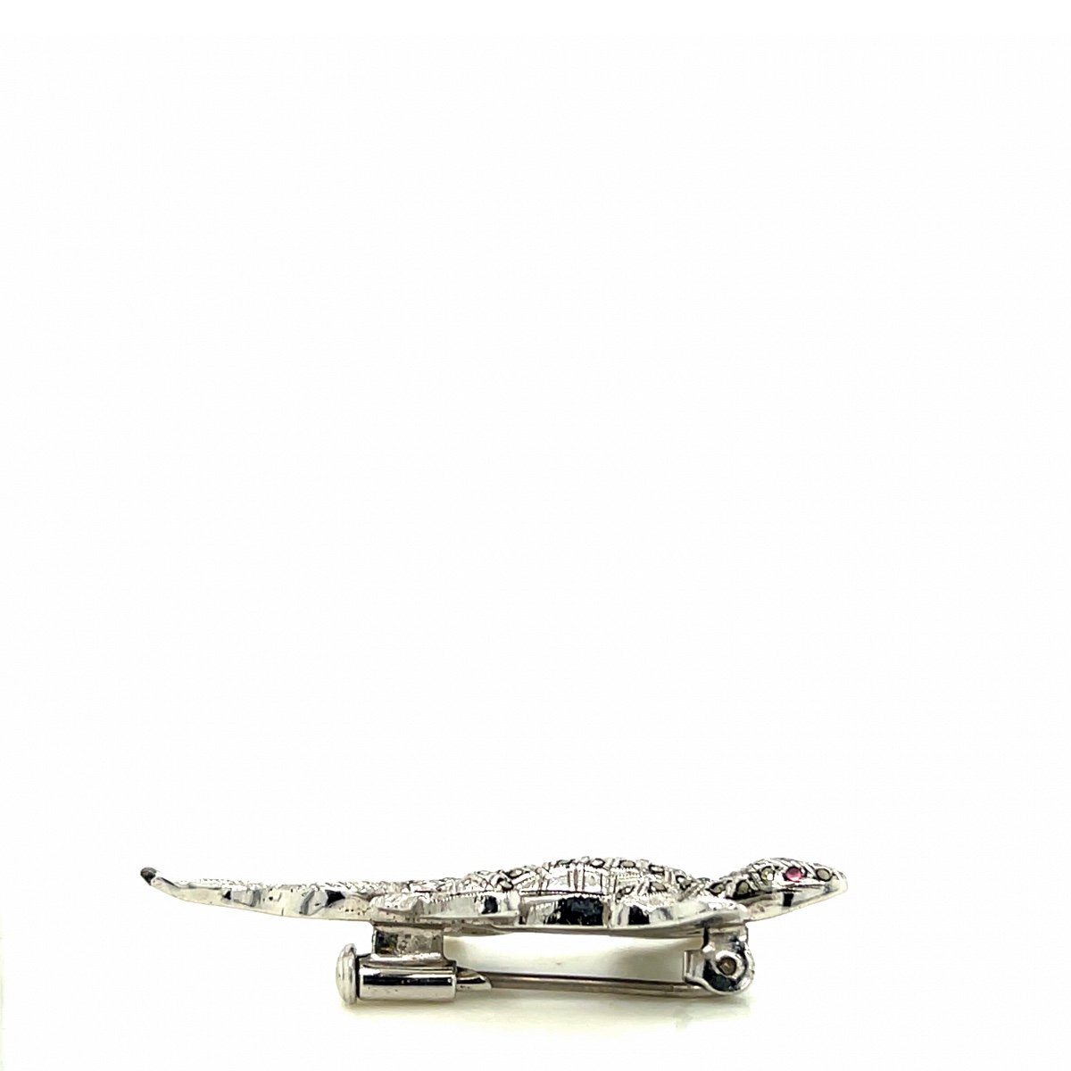 White Metal And Rhinestone Gecko Shape Brooch-photo-1