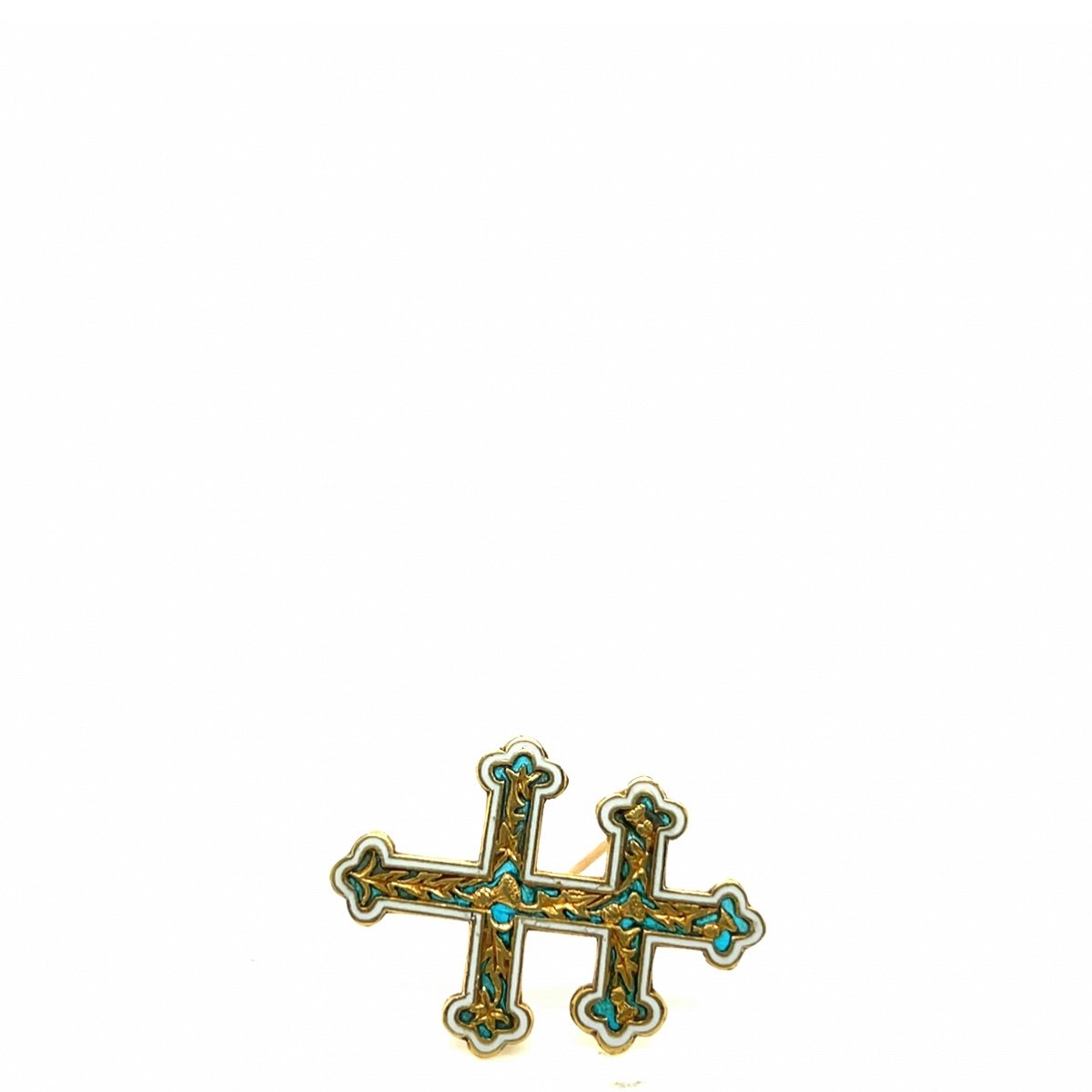 Broche Croix de Lorraine  Or Jaune 18 Carats -photo-4