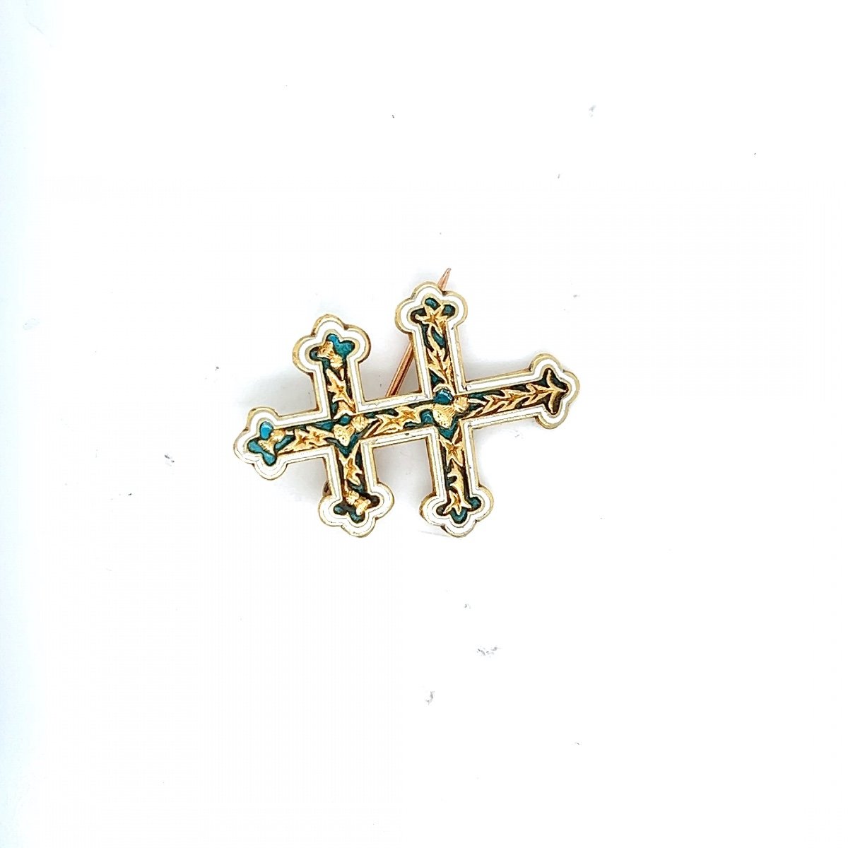 Broche Croix de Lorraine  Or Jaune 18 Carats -photo-3