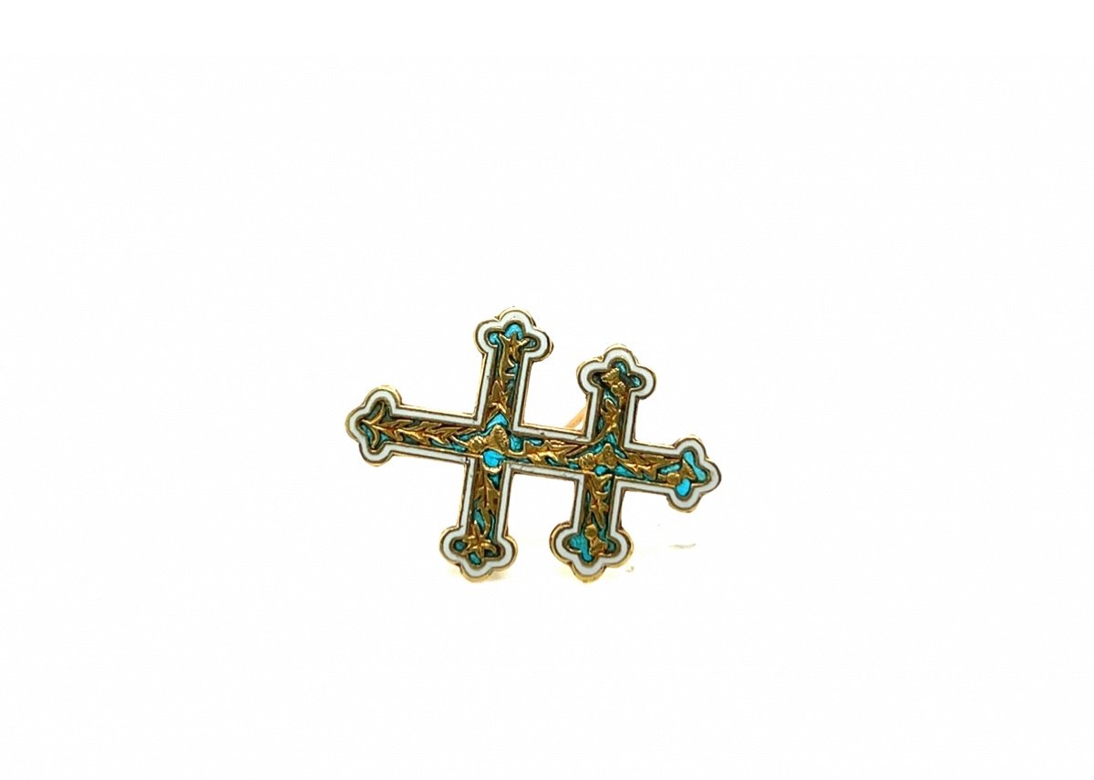 Broche Croix de Lorraine  Or Jaune 18 Carats 