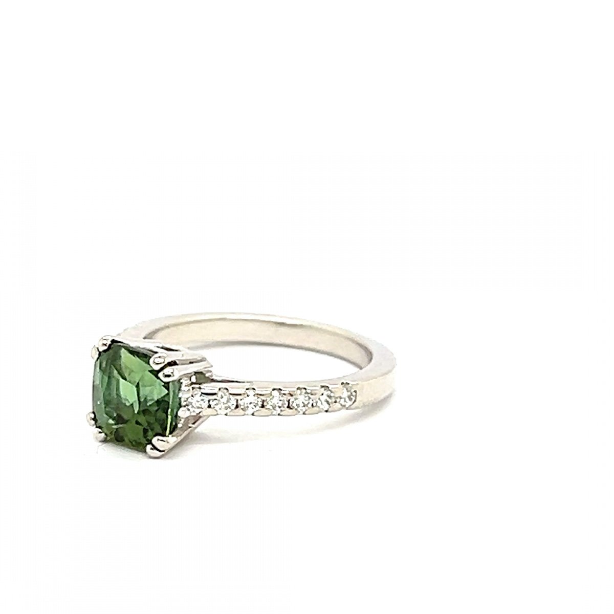 18k White Gold Ring With Cushion-cut Tourmaline And Diamonds-photo-1